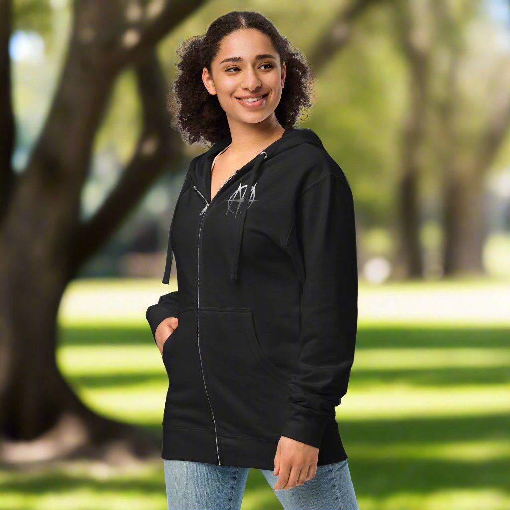 Unisex fleece zip up hoodie M Logo with MTM backprint